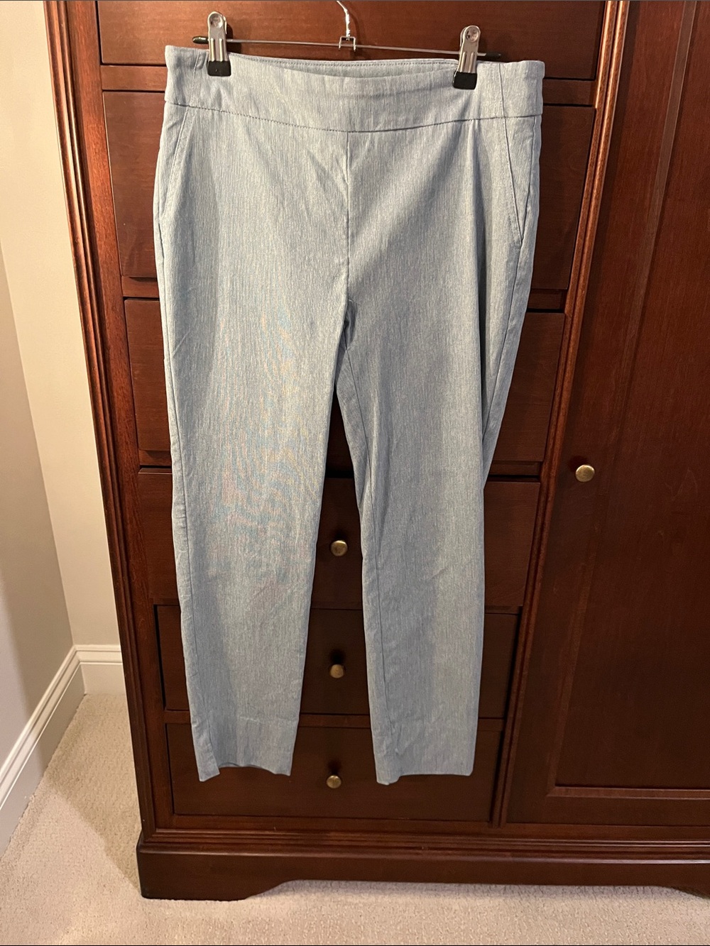 Women's Light Blue Stretch Skinny Pull-On Pants